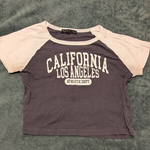 Brandy Melville Cream and Gray California Crop Top